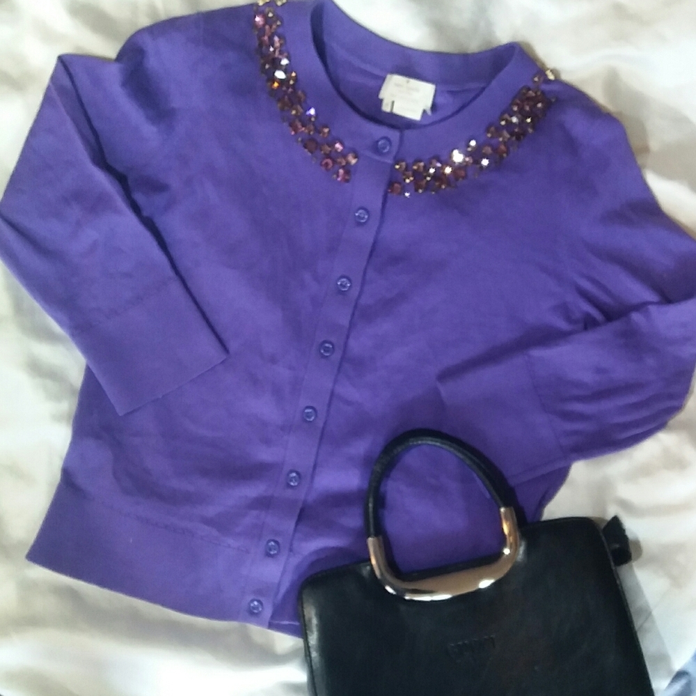 Kate spade New york purple cardigan with crystals